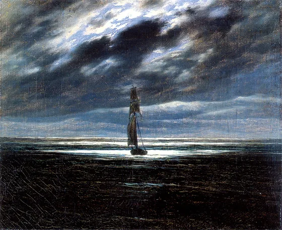 Navire au clair de lune — Caspar David Friedrich