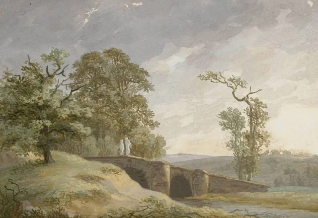 Paisaje con puente, Caspar David Friedrich