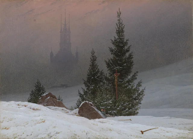 Paisaje de invierno con iglesia