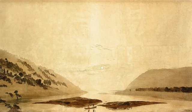 朝の山の川の風景