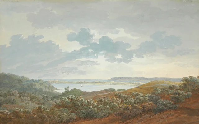 Paisaje de Rügen con bahía, Caspar David Friedrich