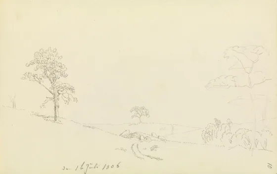 Collines de Rügen avec un dolmen écroulé — Caspar David Friedrich
