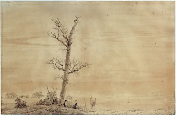 Paysage d'été au chêne mort, près du lac de Tollense (Soir d'automne au bord du lac) — Caspar David Friedrich