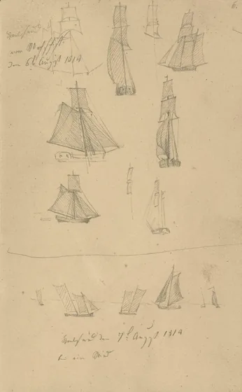 Études de voiliers — Caspar David Friedrich