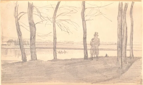 Vue de l'Elbe ; à gauche, une maison de campagne — Caspar David Friedrich
