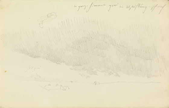 Étude de nuages avec une maison au premier plan — Caspar David Friedrich