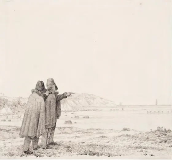Deux hommes montrant la mer (côte sud de Rügen, Mönchgut) — Caspar David Friedrich
