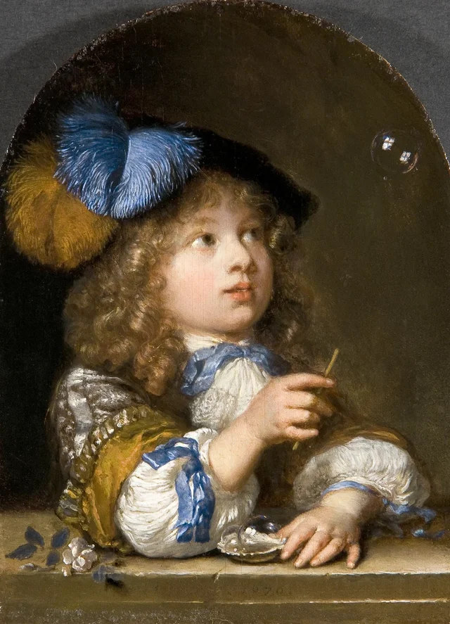 Boy Blowing Bubbles, Caspar Netscher