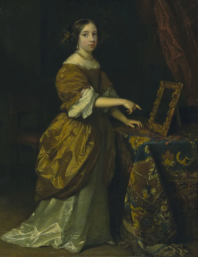 Girl Standing before a Mirror, Caspar Netscher