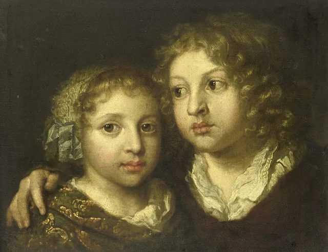 A daughter and a son (Constantijn?) of the artist, Caspar Netscher