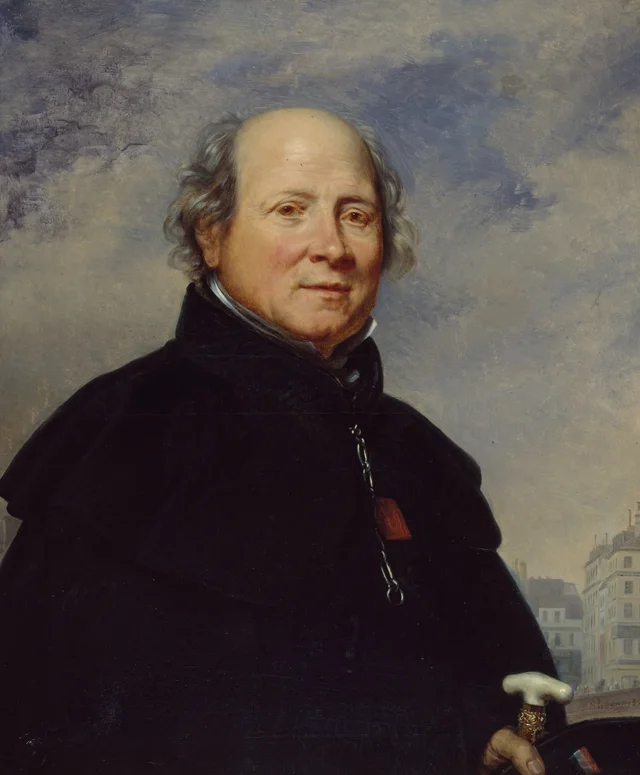 Retrato de Edme Champion, llamado «el hombre del abrigo azul» (1764-1852), filántropo, Charles de Steuben