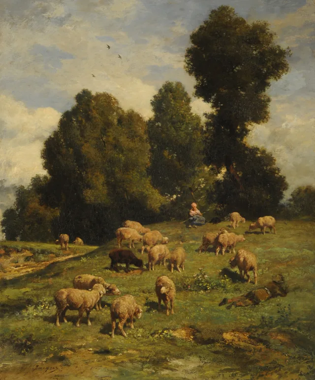Rams Grazing, Charles Jacque