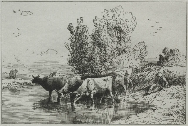 The Watering Place, Charles Jacque
