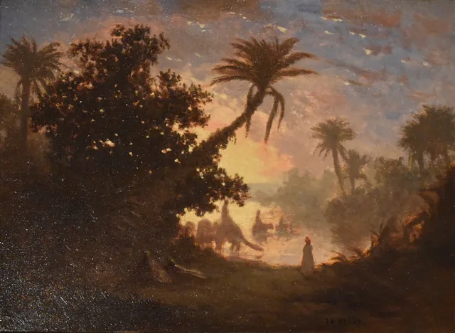 Camelos ao entardecer na clareira, Charles-Théodore Frère