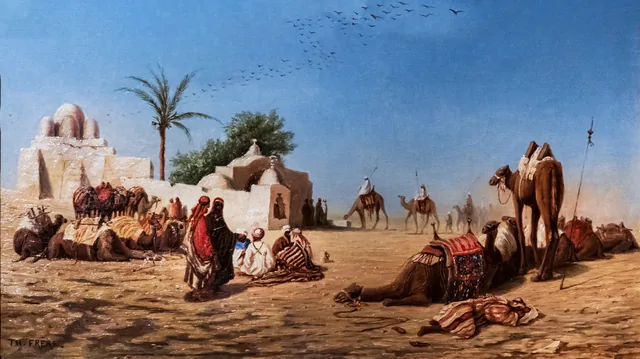 A parada dos cameleiros no caravançará, Charles-Théodore Frère