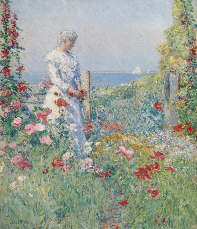En el jardín (Celia Thaxter en su jardín), Childe Hassam