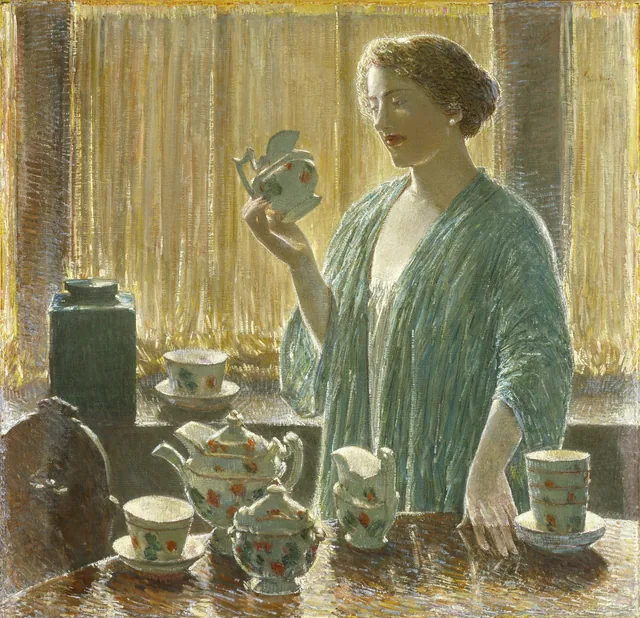 El juego de té de las fresas, Childe Hassam