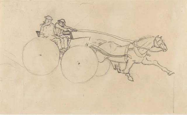 二人を乗せた馬と二輪馬車