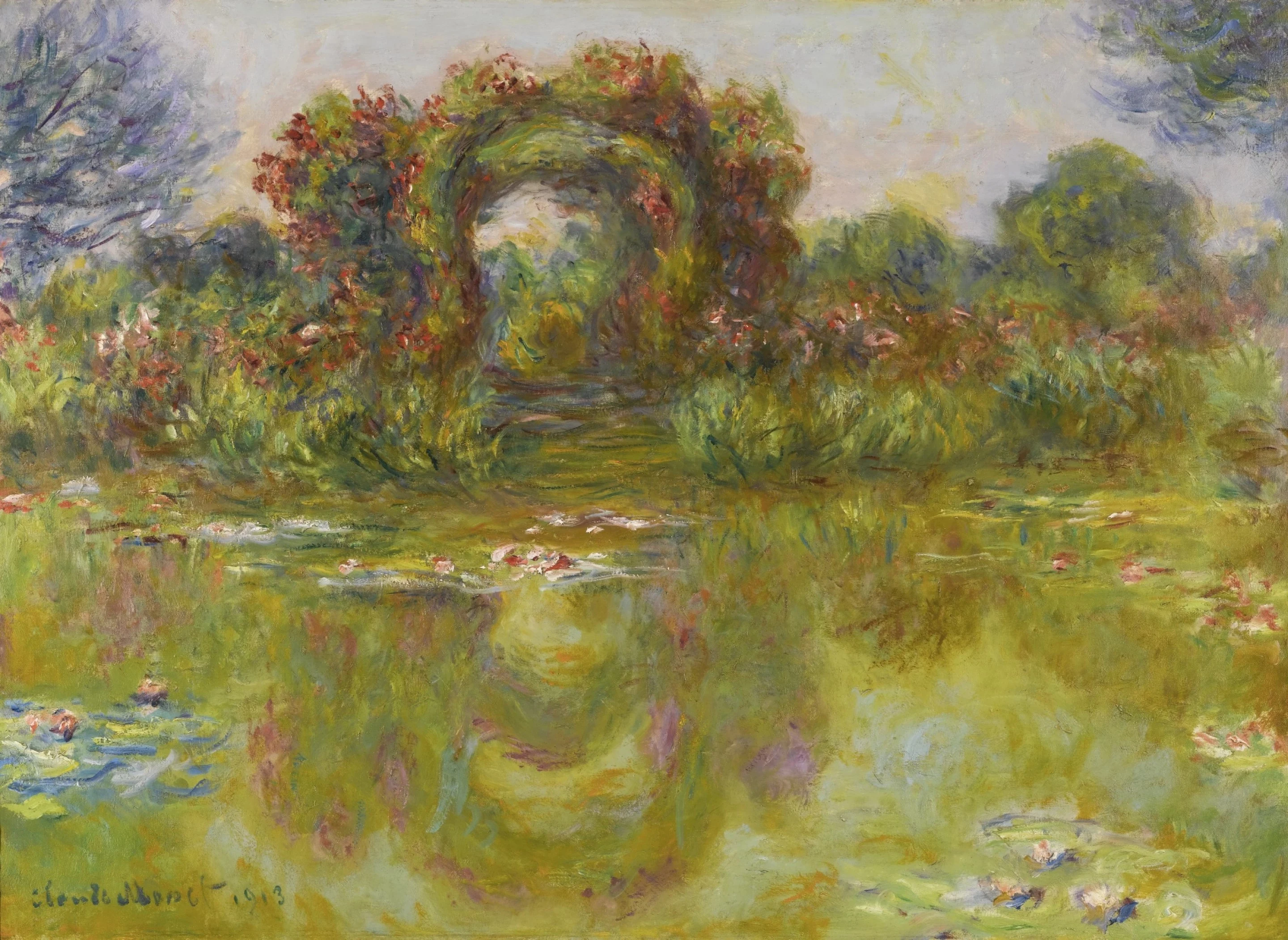 Bassin aux nymphéas, les rosiers, Claude Monet