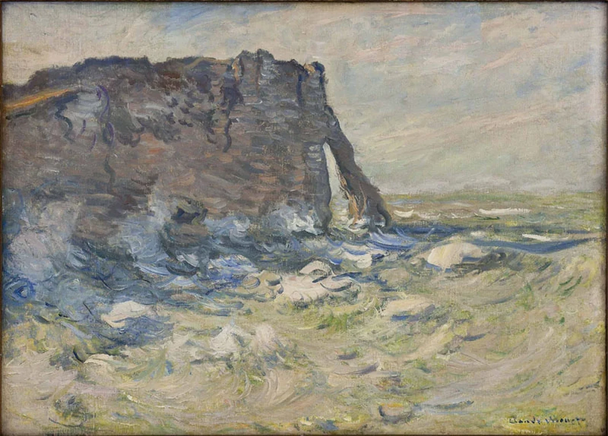 Falaise et Porte d'Aval par gros temps, Claude Monet