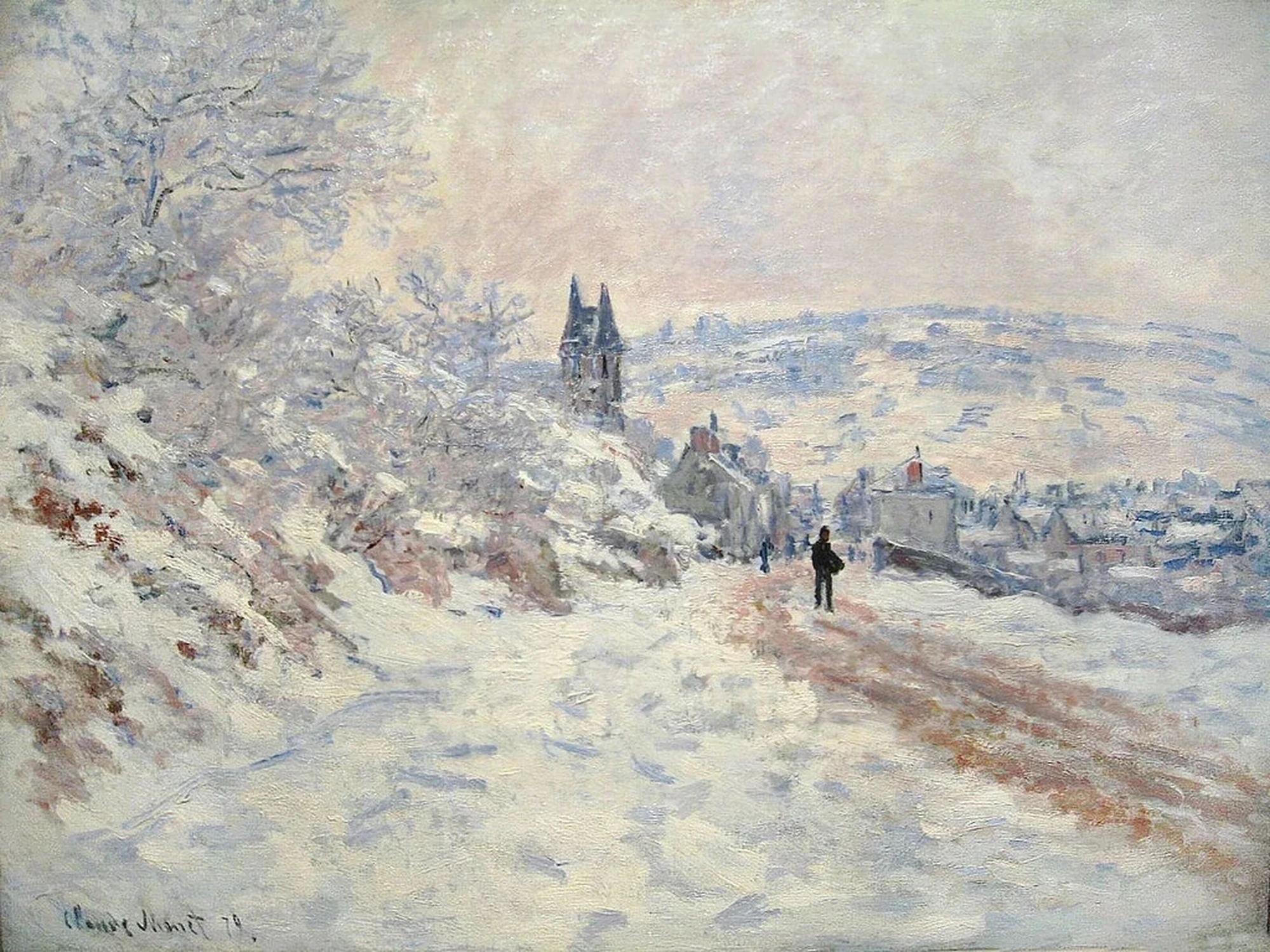 La route de Vétheuil, effet de neige, Claude Monet