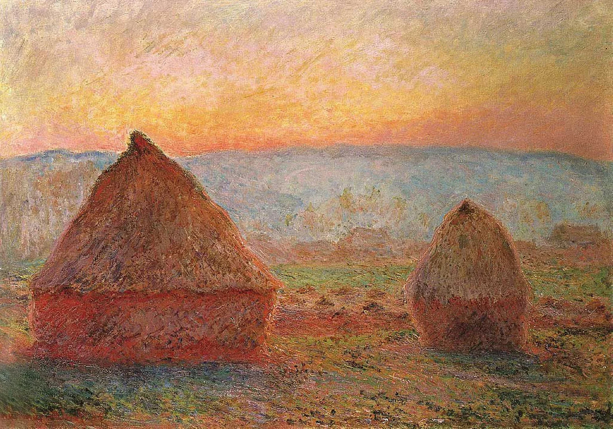 Les Meules à Giverny, soleil couchant, Claude Monet
