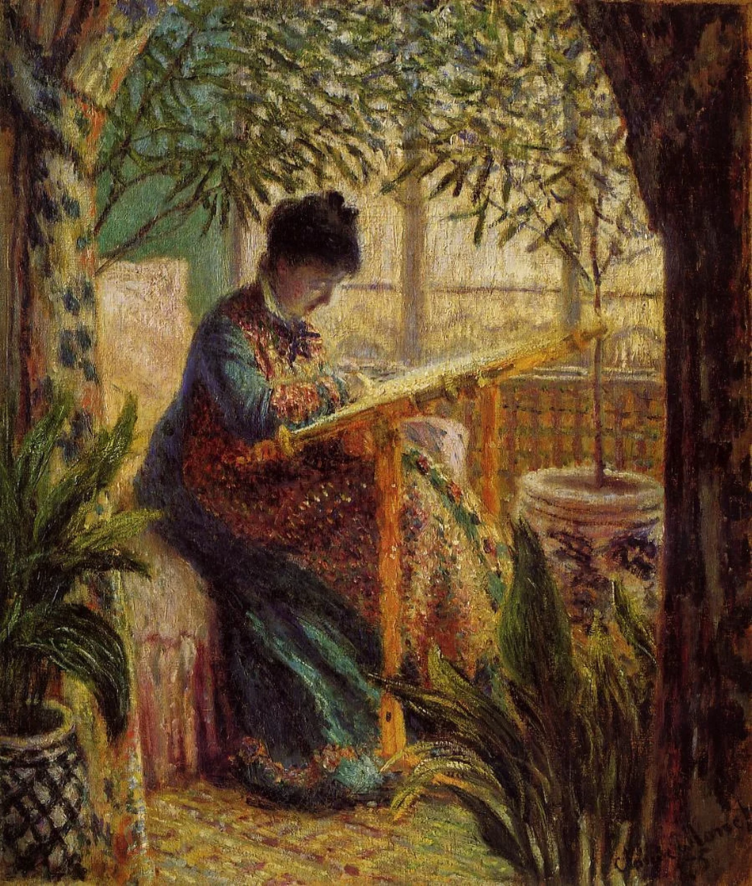 Madame Monet Embroidering (Camille au métier), Claude Monet