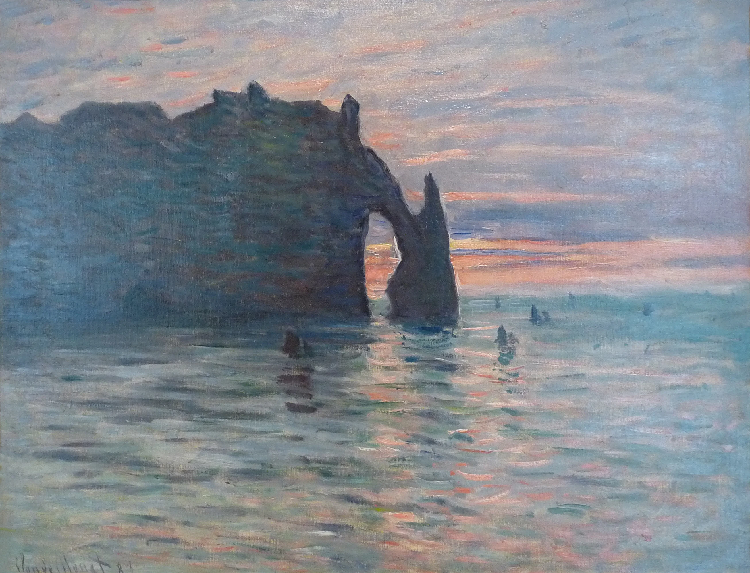 Soleil couchant à Etretat, Claude Monet