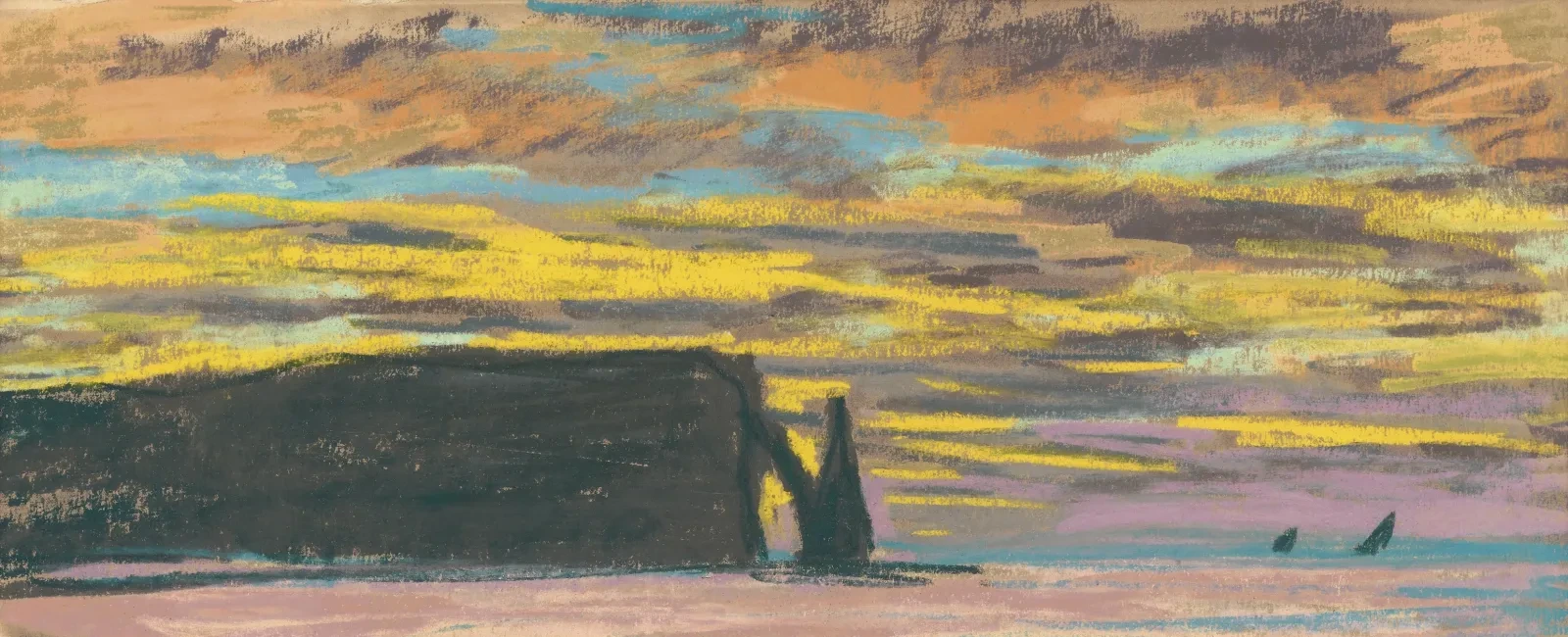 Aiguille et Porte d'Aval, Étretat, Soleil couchant, Claude Monet