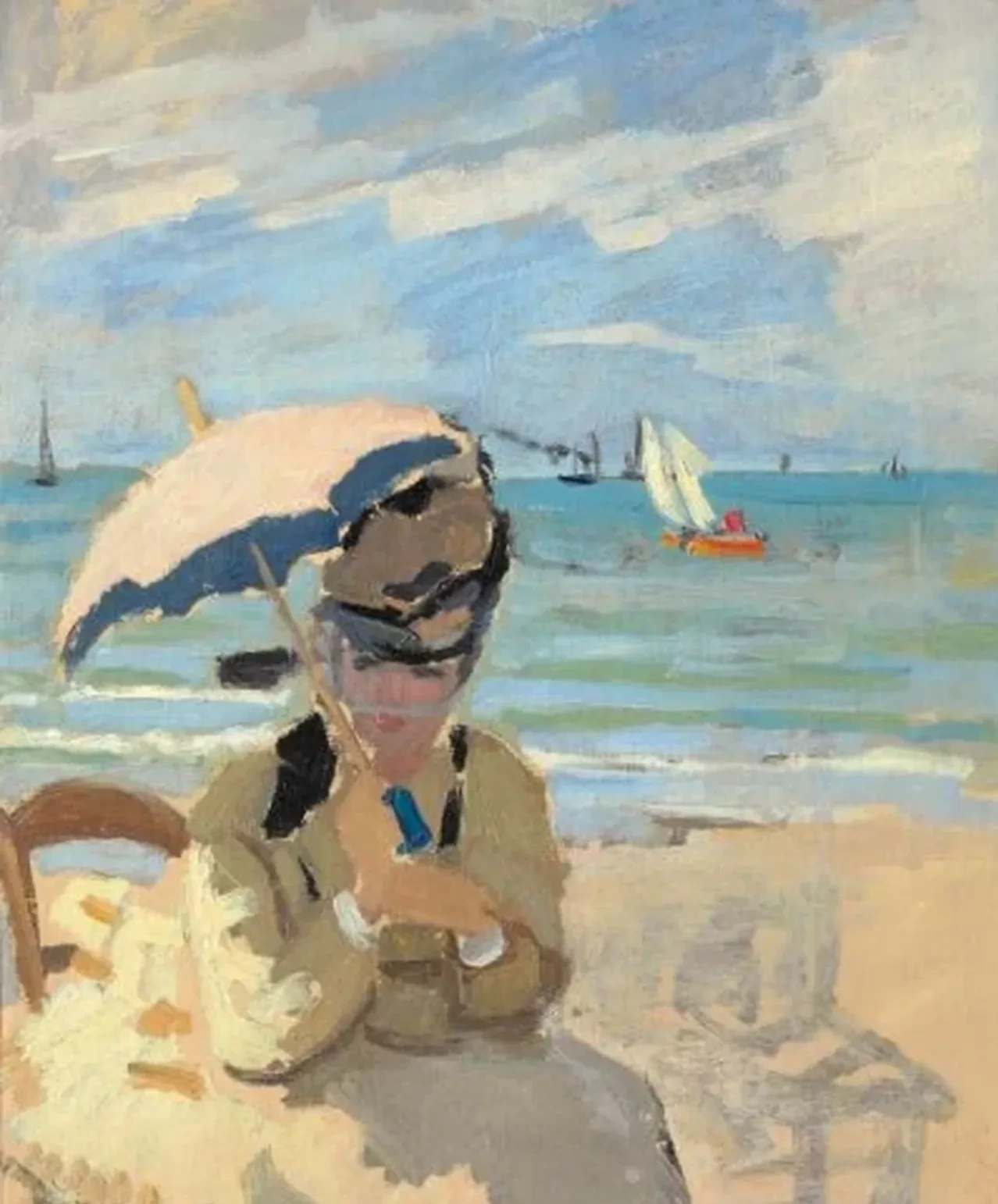 Camille assise sur la plage à Trouville, Claude Monet