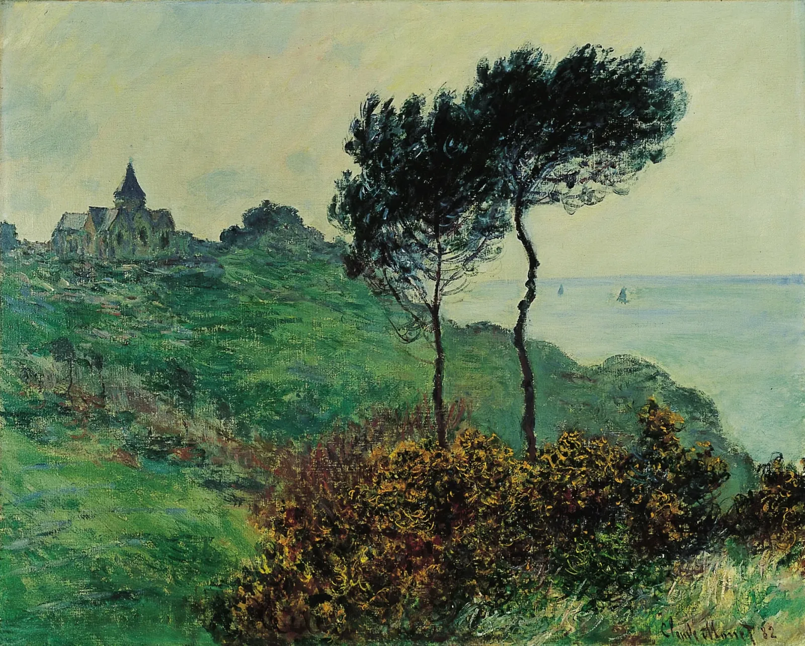 Église de Varengeville, temps gris, Claude Monet