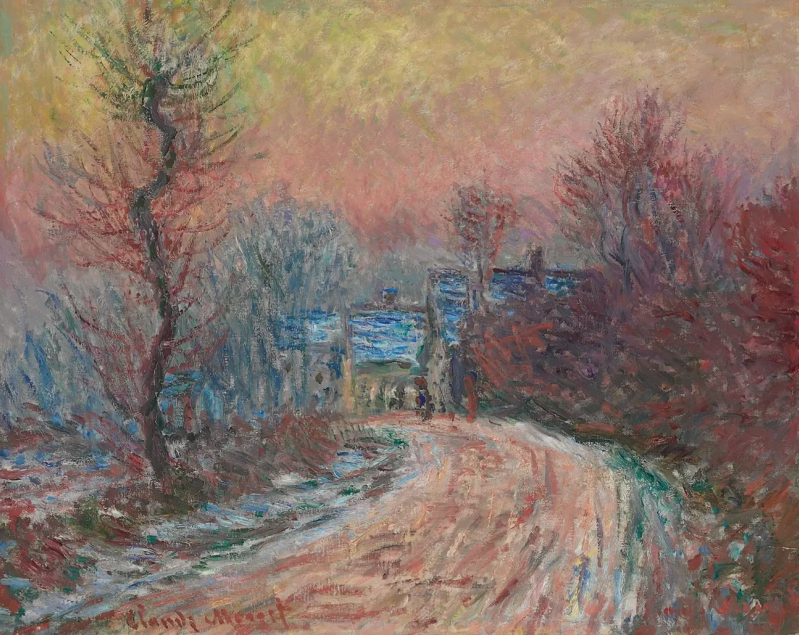 Entrée de Giverny en hiver, soleil couchant, Claude Monet