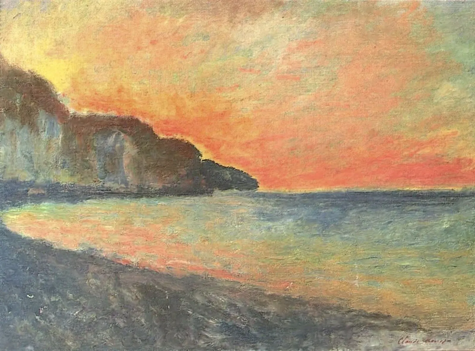 Falaise à Pourville, soleil couchant, Claude Monet
