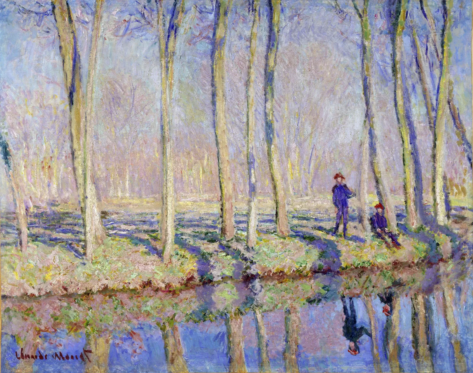 Jean-Pierre Hoschedé et Michel Monet au bord de l'Epte, Claude Monet