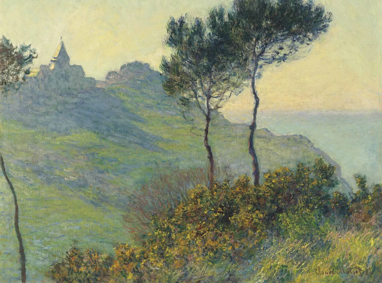 L'Église de Varengeville, soleil couchant, Claude Monet