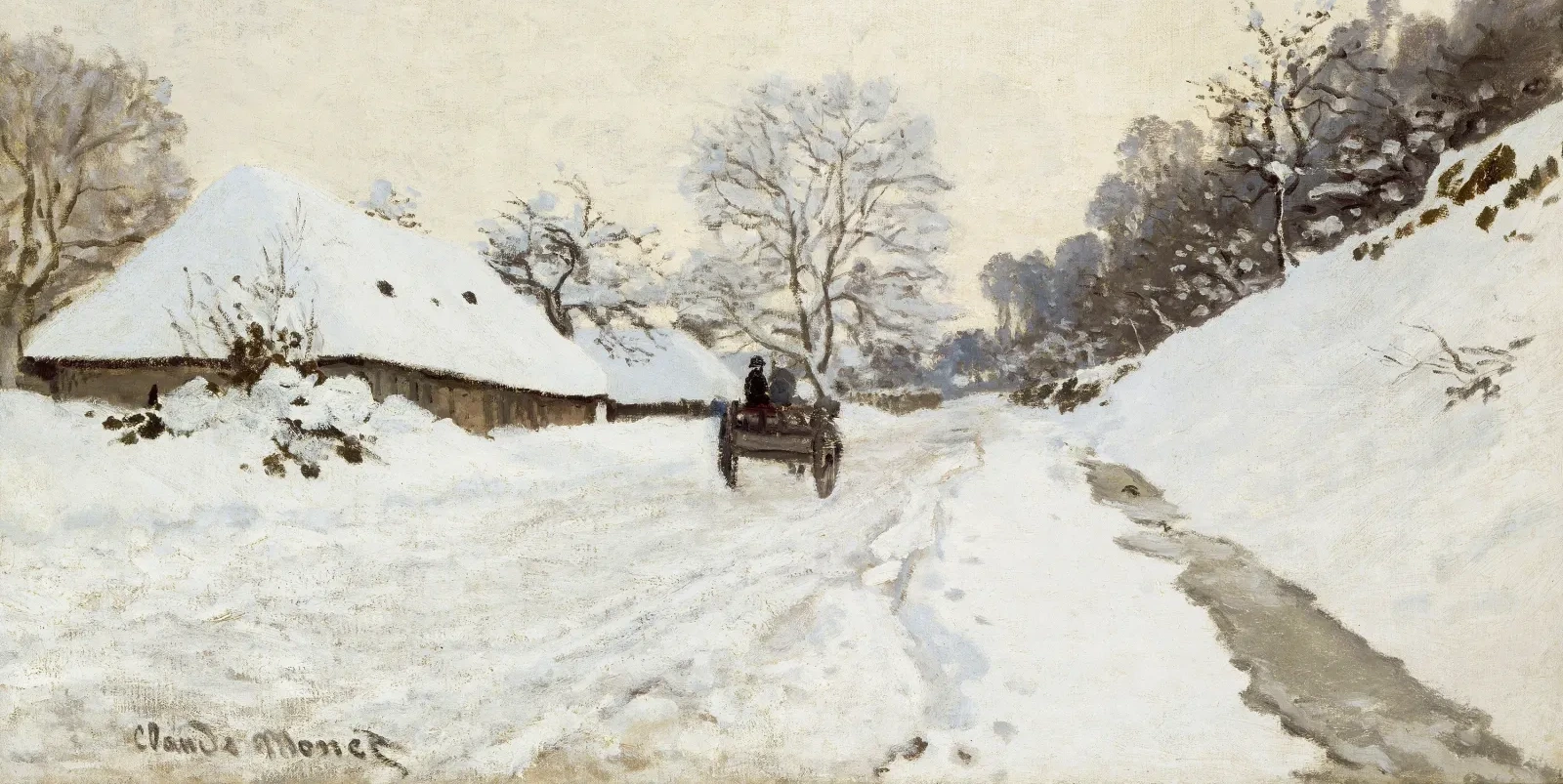 La Charrette. Route sous la neige à Honfleur, Claude Monet