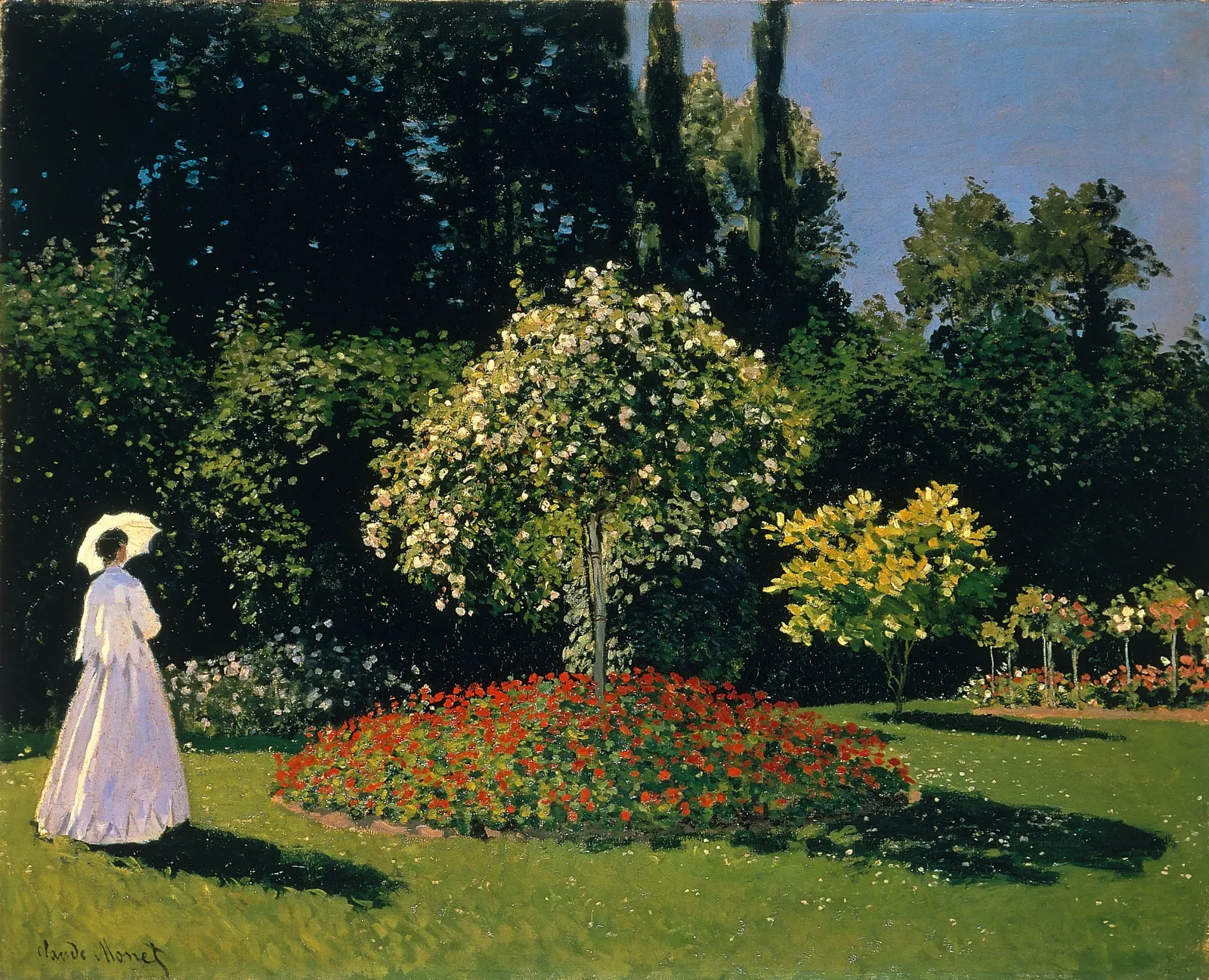 La Dame en blanc au jardin, Claude Monet