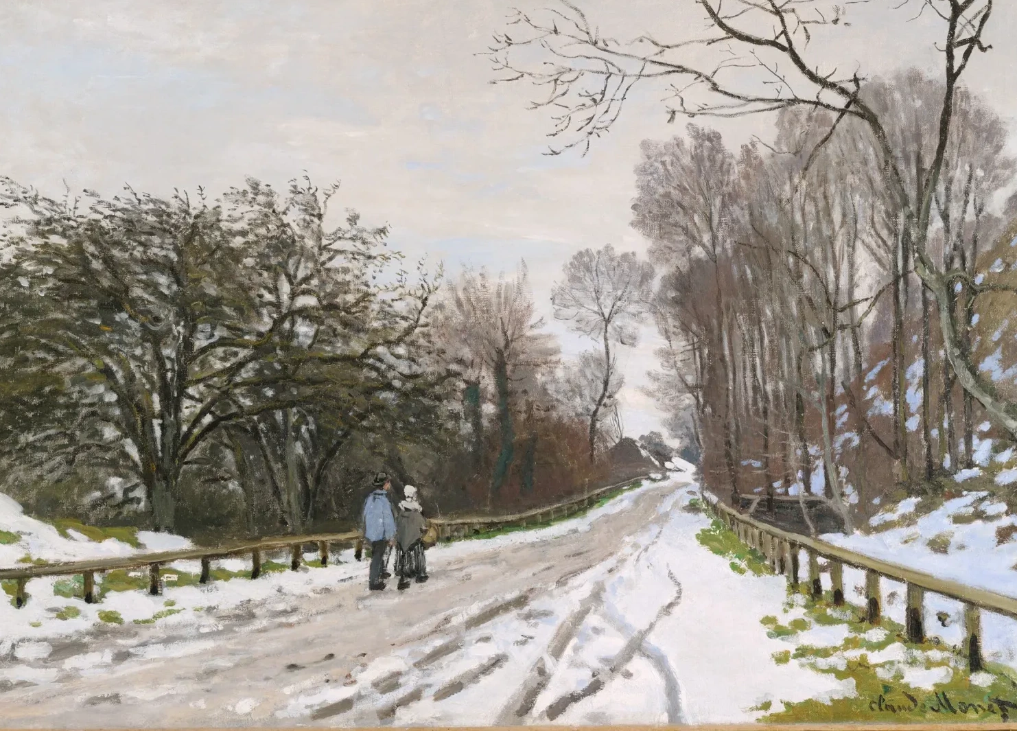 La Route de la ferme Saint-Siméon, effet de neige, Claude Monet