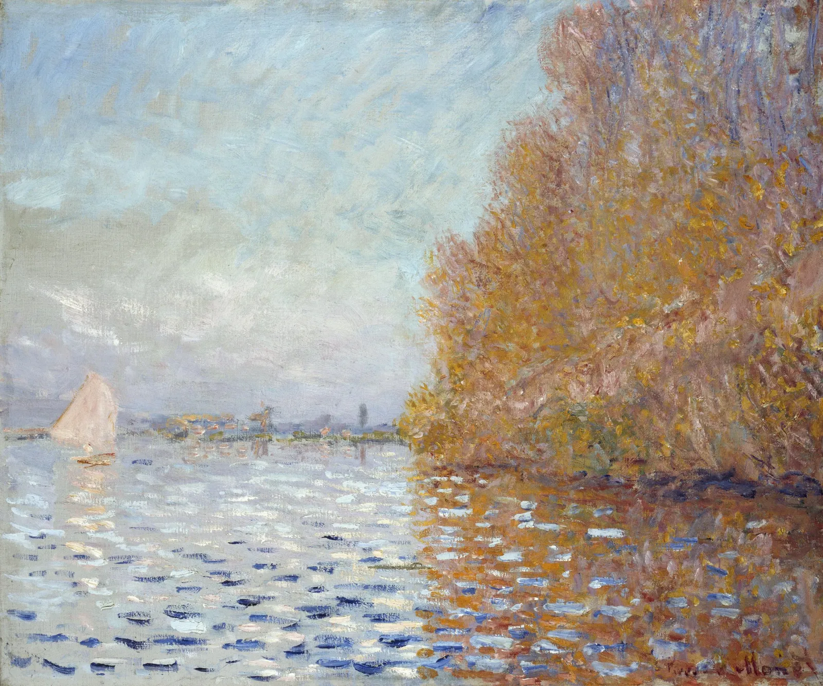 Le Bassin d'Argenteuil avec un Voilier, Claude Monet