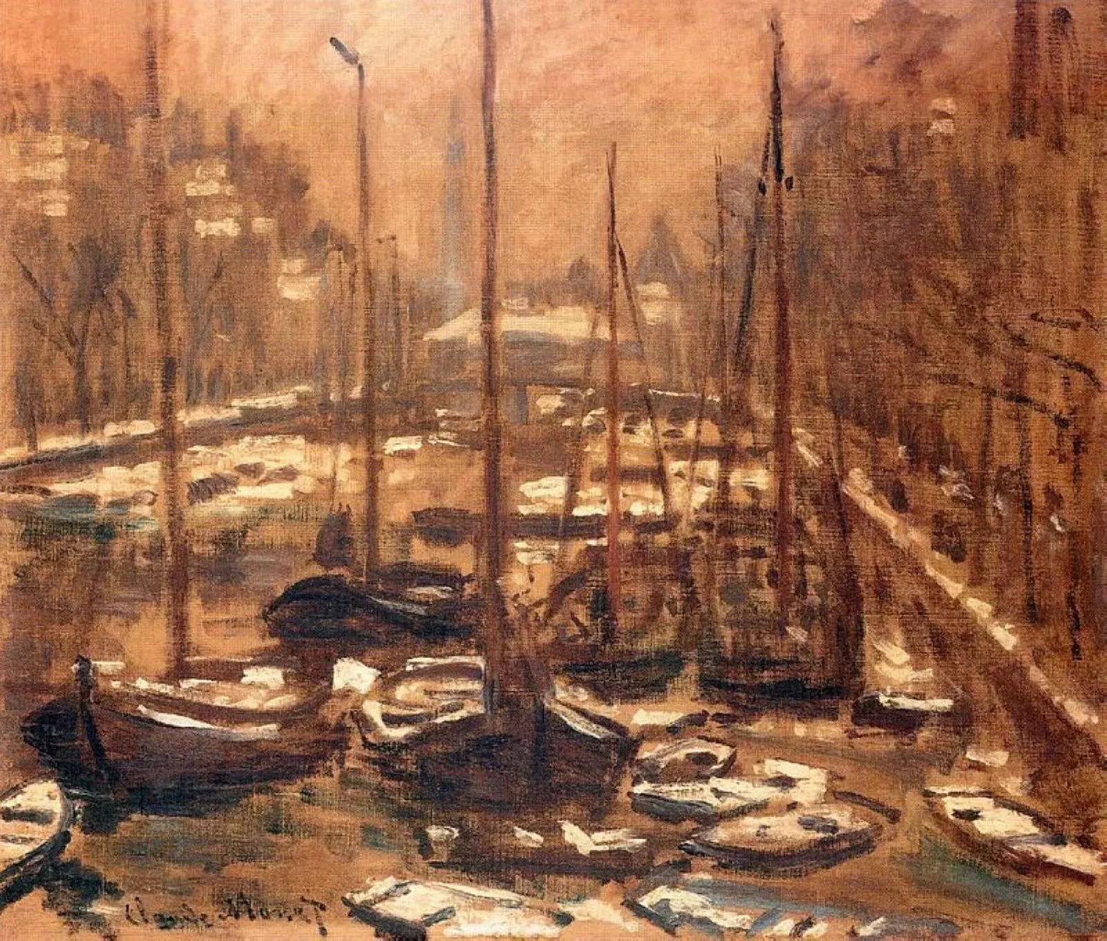 Le Geldersekade à Amsterdam, l'hiver, Claude Monet