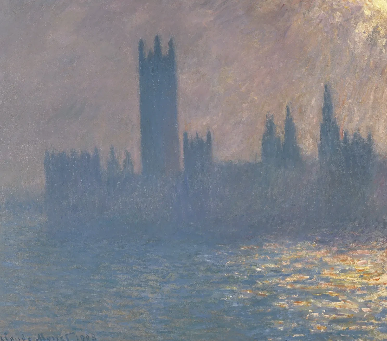 Le Parlement, effet de soleil, Claude Monet