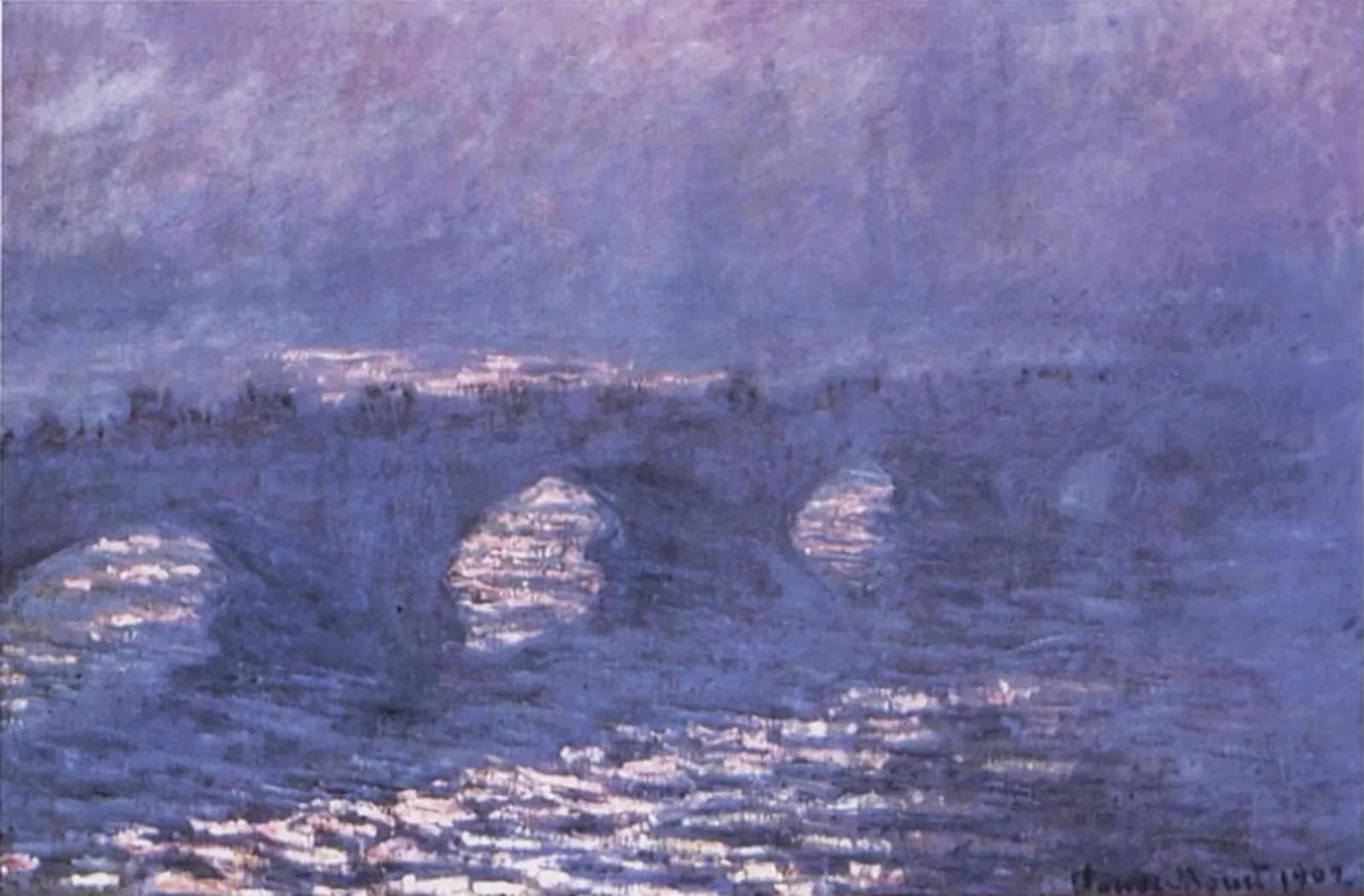 Le pont de Waterloo, effet de soleil dans la brume, Claude Monet