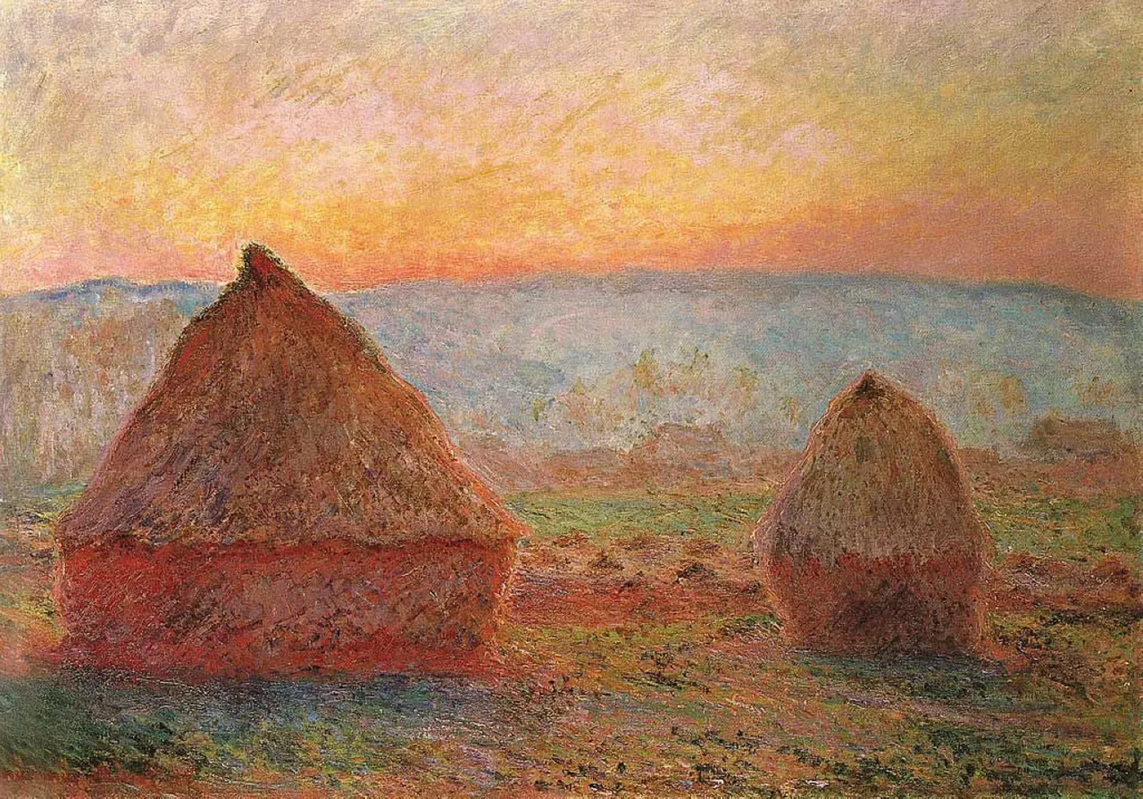 Les Meules à Giverny, soleil couchant, Claude Monet