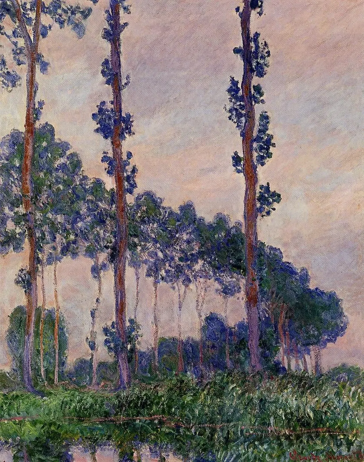 Les Trois Arbres, temps gris, Claude Monet