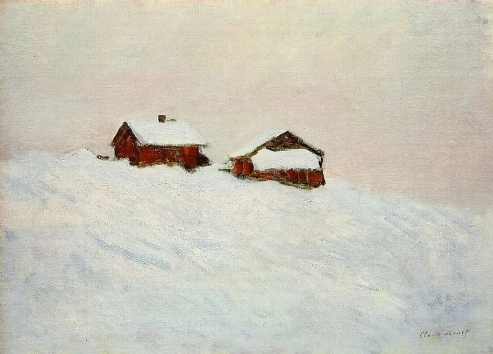 Maisons sous la neige en Norvège, Claude Monet