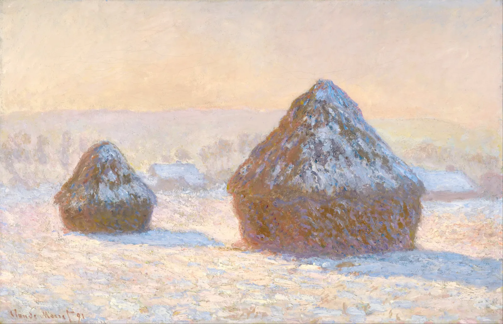 Meules, effet de neige, le matin, Claude Monet