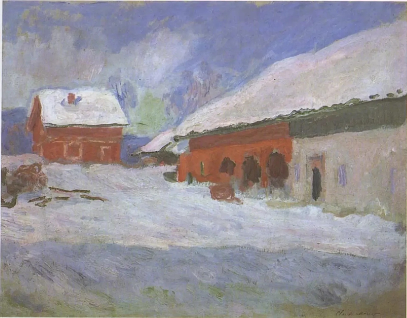Norvège, les maisons rouges à Björnegaard, Claude Monet