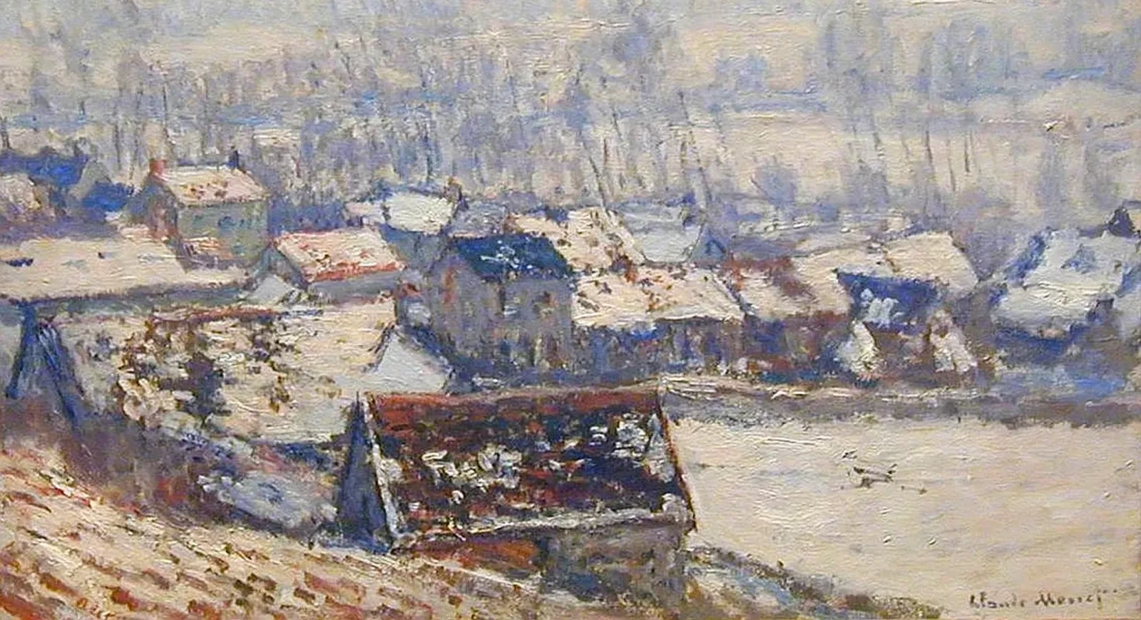Paysage à Giverny, effet de neige, Claude Monet
