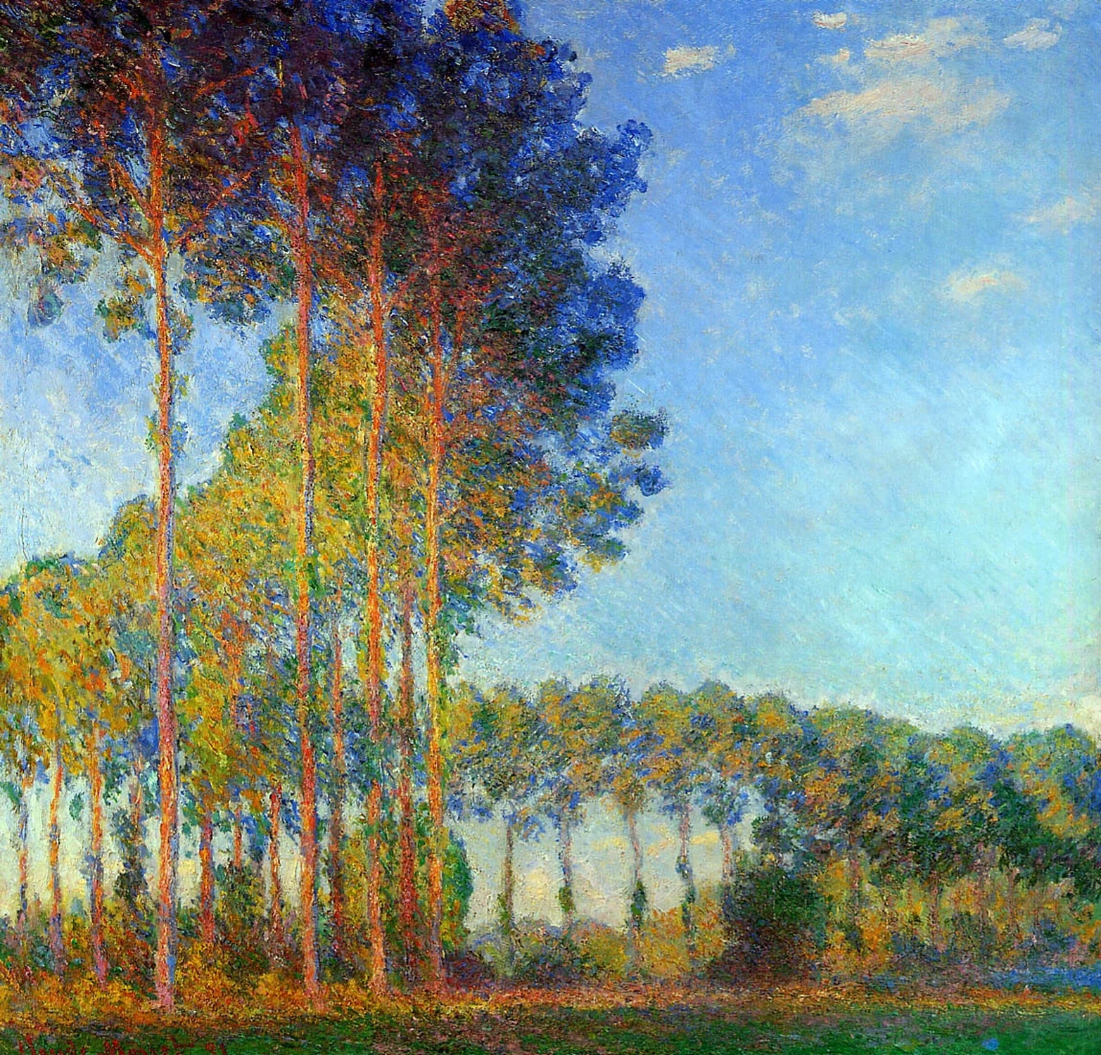Peupliers au bord de l'Epte, vue du marais, Claude Monet