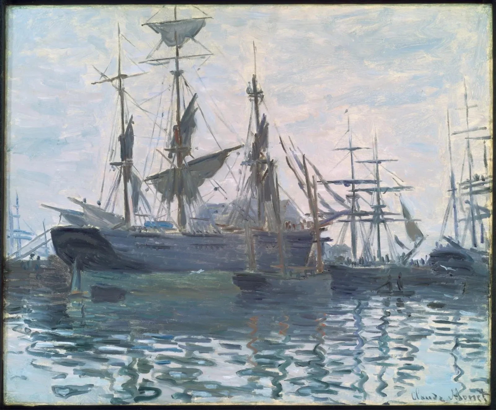 Ships in a Harbor, Claude Monet